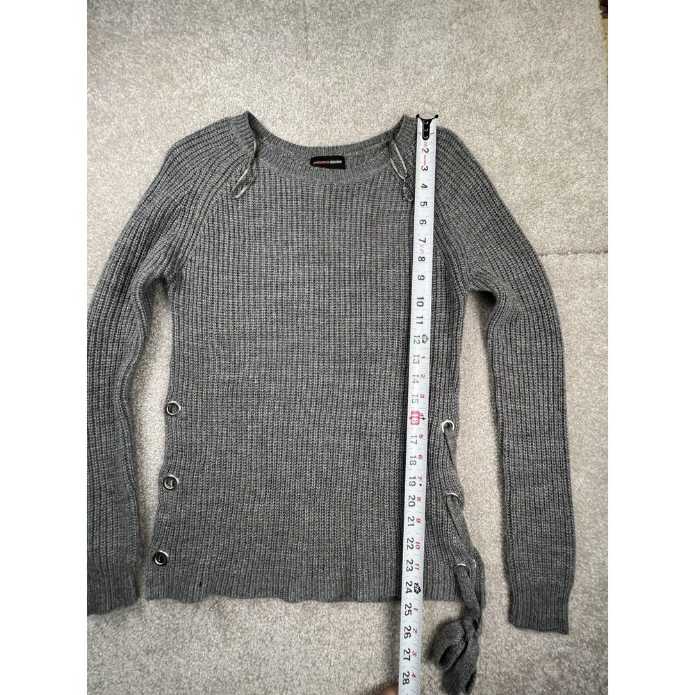 Ambiance Apparel top womens size medium long sleeve knit Gray Tie - Picture 3 of 5
